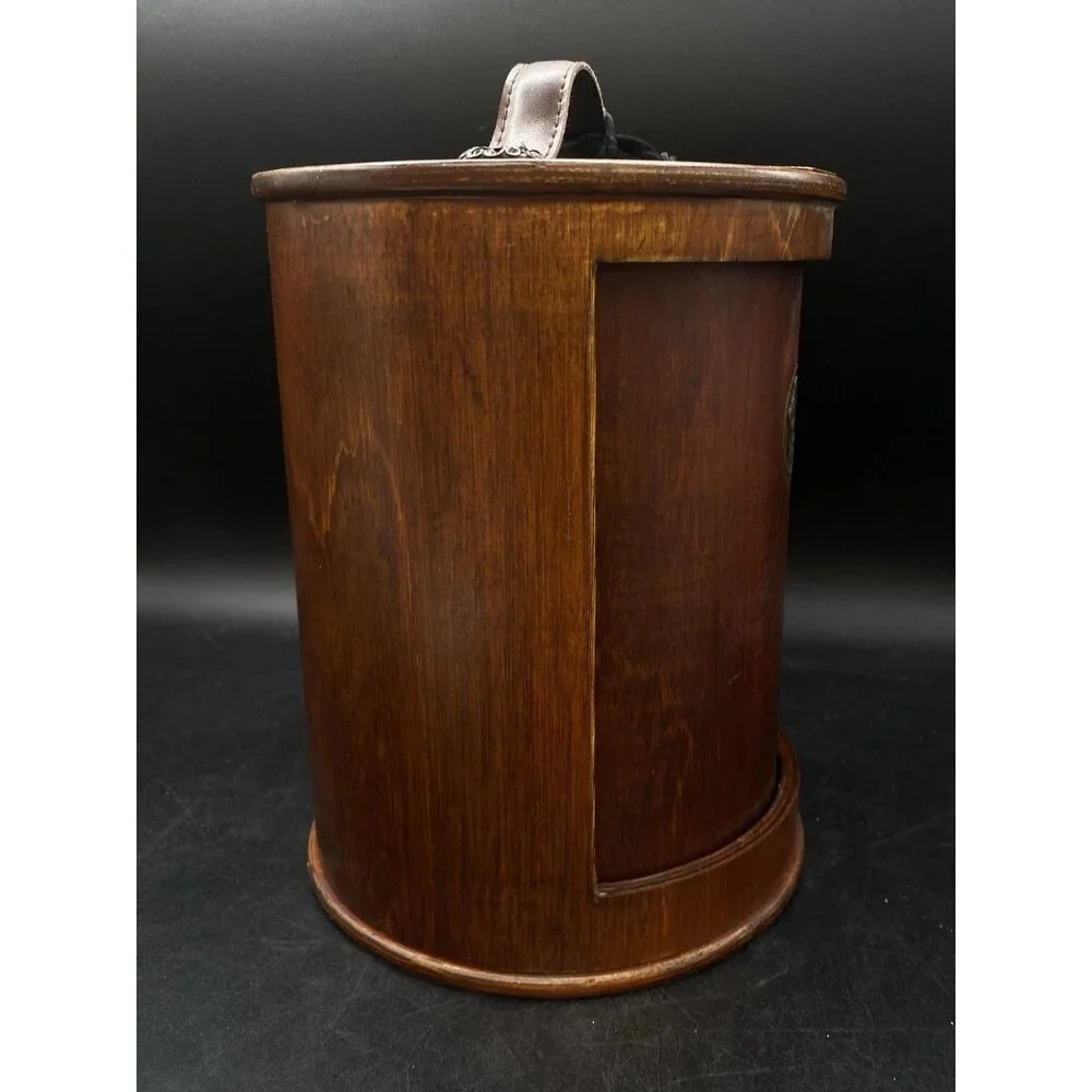 Pyrat Rum Decanter Bottle XO Buddha Wooden Box Roll Door Display Handle Badge